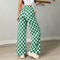 thumbnail image 5 of Njagoc3 Wide Leg Pants for Women | Drawstring Waist Checkered Trousers with Side Pockets | Relaxed Loose Fit for Fall Casual Daily Wear & Vacation Outings，Green，XXXL, 5 of 6
