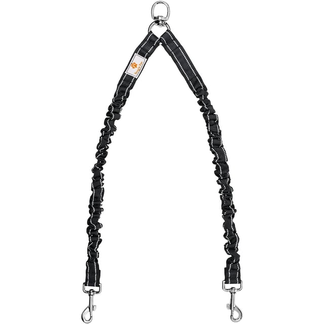 2 Dog Leash,Double Dog Leash Coupler Tangle Free Bungee Dog Leash, 360° Swivel No Tangle Double Dog Walking & Training Leash, Comfortable Shock Absorbing Reflective Bungee Lead Walk 2 Dogs with Ease
