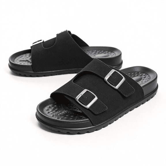 ZROVA Men's Double Buckle Slide Sandals Non-Slip Thick Sole EVA for Outdoor