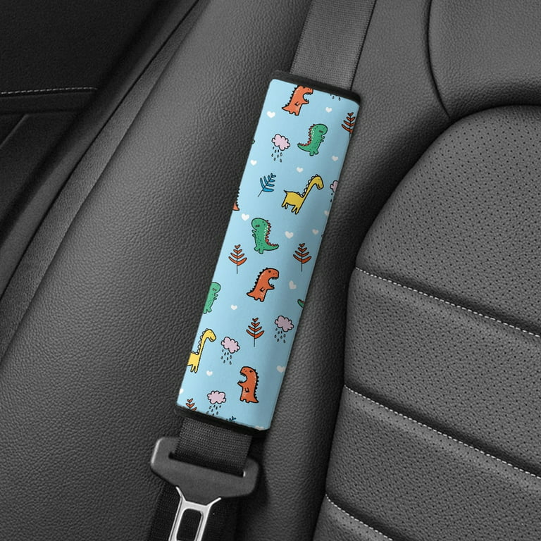 Bivenant Store 2Pcs Cartoon Seat Belt Pads Blue Leaves And Clouds Dinosaurs  Kids Car Seat Belt Cover Pad Car Shoulder Cover Cushion Car Accessories