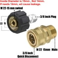 thumbnail image 2 of Kit adaptador de lavadora de alta presión compatible con conexión rápida métrica M22 para conector giratorio hembra de 15 mm a conector macho M22 de 5000 psi, 2 of 5