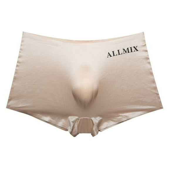 Skymirror Men 3D U-Convex Shorts Briefs Mid-rise Elastic Waistband Letter Print Underwear Ice Silk Fabric Translucent Underpants