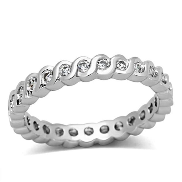 Alamode 3W489-5 Anneau en Laiton Rhodié pour Femmes avec AAA Grade CZ en Clair - Taille 5