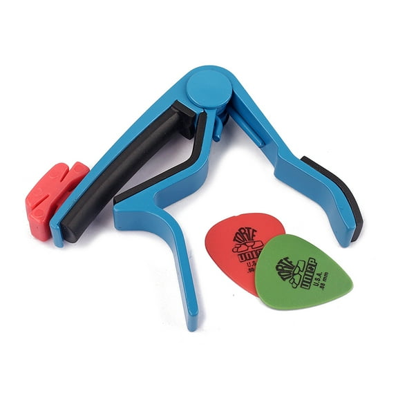 unbranded Guitar Capo Guitar Picks Tune Clamp Key Trigger Capo Clip-on Tuner for Acoustic Electric Guitar/ Ukulele/ Banjo/ Mandolin (Blue)