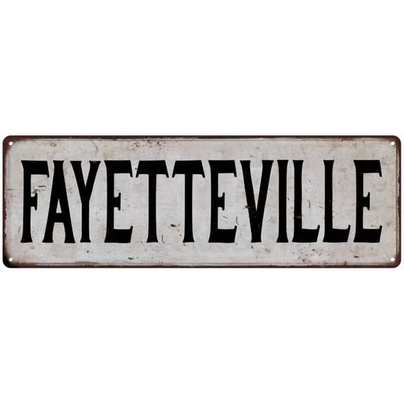 FAYETTEVILLE Vintage Look Rustic Metal City State Sign 6 x 18 Matte Finish Metal 106180041349
