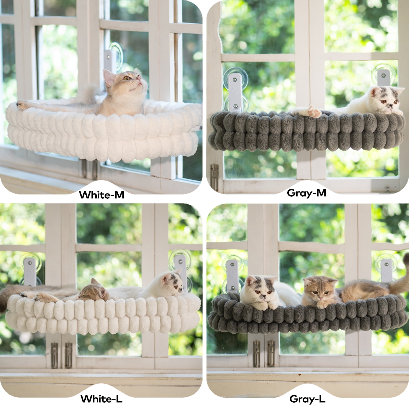 CheerPals Cat Window Perch, 23*15in Double-Layer Foldable Pet Hammock for Wall with Suckers for indoor(Medium,White)