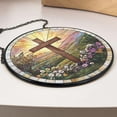 thumbnail image 4 of Cross And Wildflowers Suncatcher, Christian Strained Glass, Cross And Wildflowers Windows Hanging, Flower Cross Gift For Religious 4299722207 5327, 4 of 4