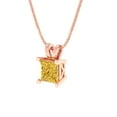 thumbnail image 2 of Clara Pucci 14K Rose Solid Hypoallergenic Gold 2.5Ct Natural Citrine Princess Cut Solitaire Designer Necklace Pendant For November, 2 of 6