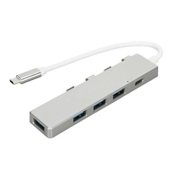 ZOUSSIQI USB C to USB Hub High Speed 1xUSB3.0 Port 3xUSB2.0 Ports 1xUSB C Power Port USB C Hub Multiport Adapter Silver EL225#09712