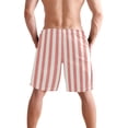 thumbnail image 3 of Dailycode Men's Quick Dry Swim Trunks Beach Shorts Casual Summer Board Shorts with Pockets, Pinkish Red and White Stripes, 3 of 8