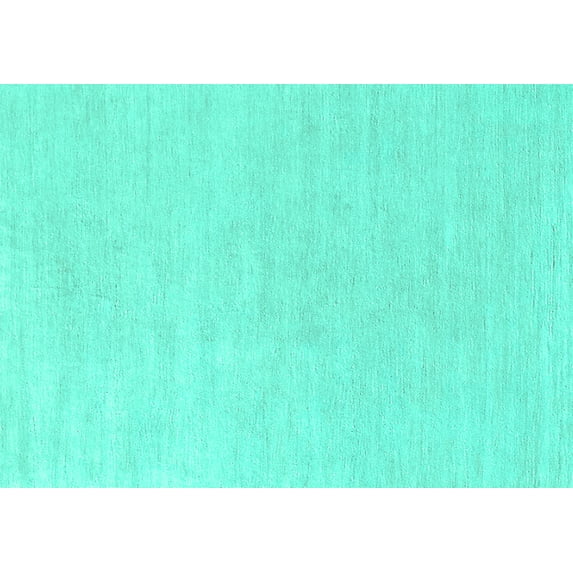 Ahgly Company Machine Washable Indoor Rectangle Oriental Turquoise Blue Industrial Area Rugs, 7' x 10'