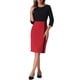 thumbnail image 2 of INSPIRE CHIC Vestido Lápiz Elegante para Mujer con Cuello Redondo y Mangas 3/4, Vestidos de Oficina Ajustados en Contraste, Rojo M, 2 of 6