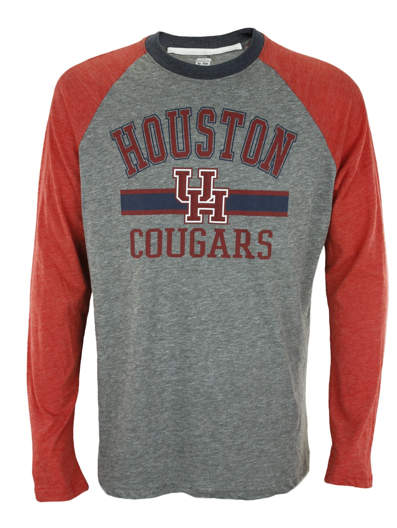Houston Cougars NCAA Men's Cover 2 Long Sleeve Raglan Shirt Gray