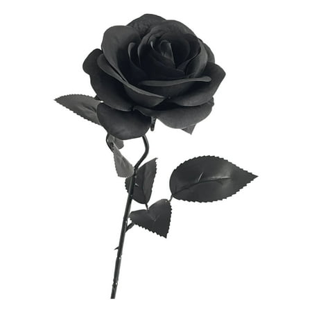 Gothic Artificial Rose Silk Flower Ornament Halloween Decorative Flower Black Long Stem Fake Rose Dark Style Party Indoor Landscape Accessory