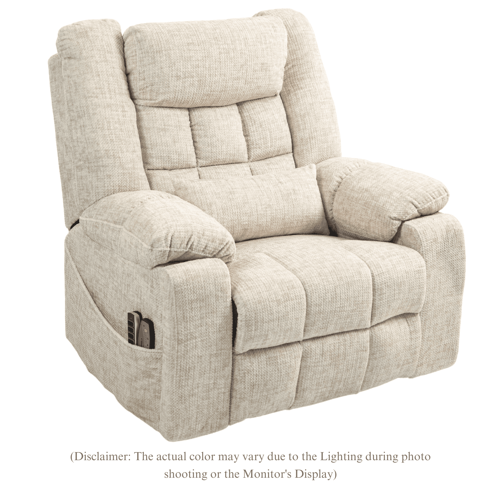 JUUXO 4-Motor Power Lift Chair with Heat & Massage - Power Adjustable Headrest, Backrest, Lumbar & Footrest - 27-inch Wide Seat Lay Flat Recliner with Cup Holders - Big Tall 400 lbs