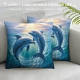 thumbnail image 3 of Creowell Dolphins Ocean Sunlight Pillow Covers for Indoor Outdoor Sofa Couch, Zipper Closure, 1PC 18x18in, 3 of 5