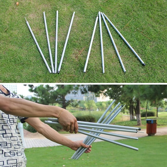 BALAHAPY Iron Tent Tarp Poles 2Pcs Silver Supporting Rod for Hiking 2m