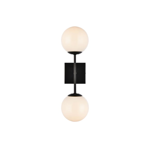 Neri 2 lights black and white glass wall sconce
