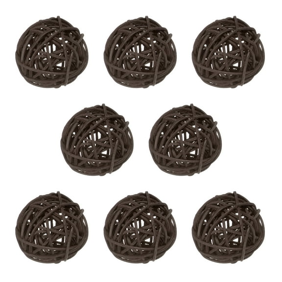 Uxcell 8-Pack Wicker Rattan Balls 50mm/2 Inch Decorative Rattan Balls for Christmas Weddings Thanksgiving Brown