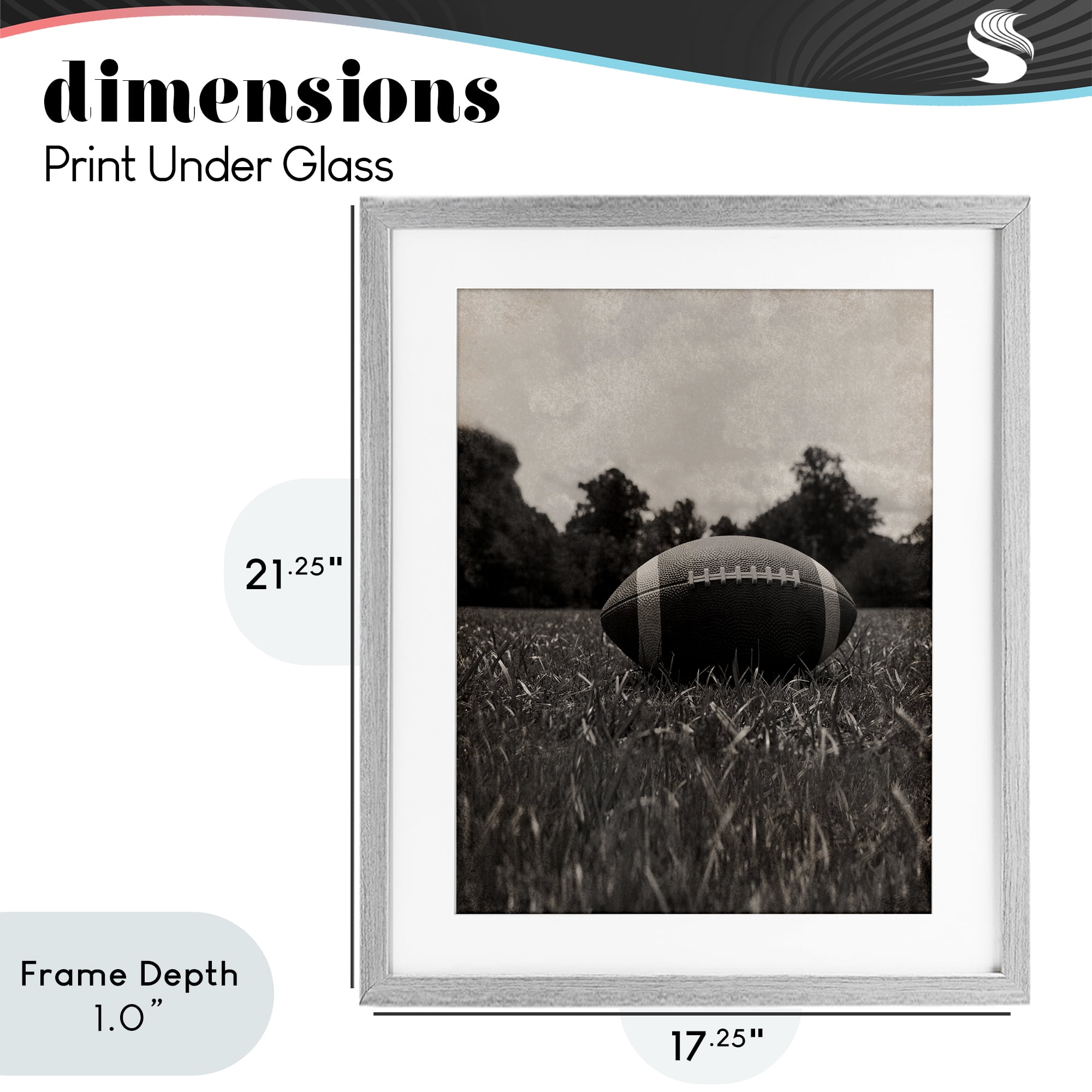 Stupell Industries Vintage Sports Football Gray Framed Print Under Glass, design by Marcus Prime