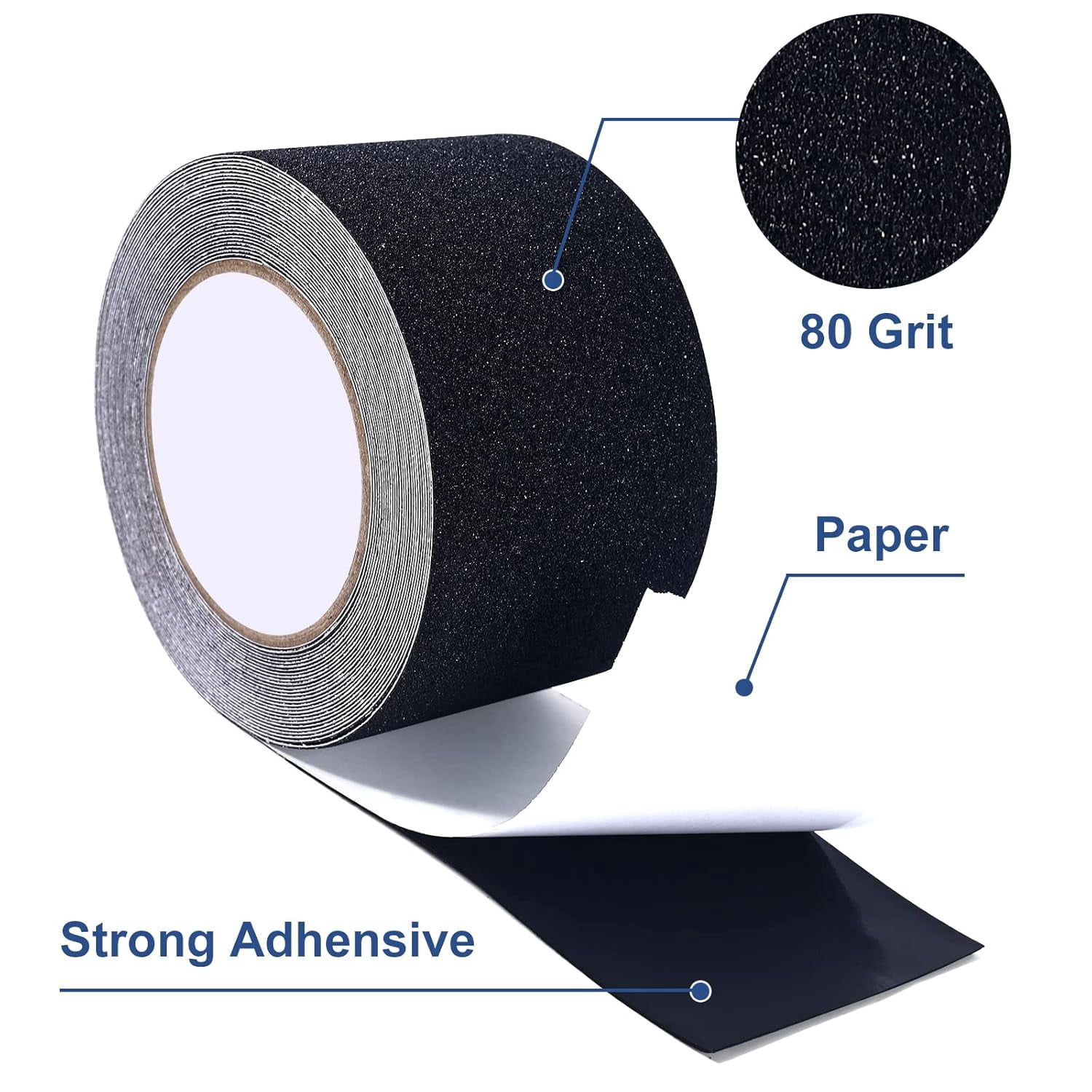 Grip Tape 3 Inch x 33 Ft, Heavy Duty Anti Slip Tape for Stairs, Strong Friction Non Skid Tape with Emery, Waterproof Grip Tape for Indoor, Outdoor, Step Treads, Black