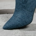 thumbnail image 4 of Tao Tao Women's Mid Calf Slouchy Boots Suede High Heel Slip-on Stiletto Fashion Pointed Toe Booties Navy 35, 4 of 9