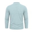 thumbnail image 5 of Zivyakyro Button Polo T Shirts for Men Long Sleeve Collared Casual Fall Shirt Jacquard Textured Loose Breathable Blue S, 5 of 7
