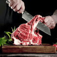 thumbnail image 5 of Kiritsuke Chef`s Knife 8" - Japanese Traditional Kitchen Knives for Slicing Meats and Vegetables - Ergonomic PakkaWood Handle - Laser Etched Waved Pattern, 5 of 10