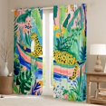 thumbnail image 2 of Feelyou Cartoon Leopard Cheetah Blackout Curtains Set of 2 (52x84 Each), Palm Leaves Botanical Window Curtains, Kawaii Jungle Animal Curtains and Drapes, Black Out Curtains Decor, 2 of 6