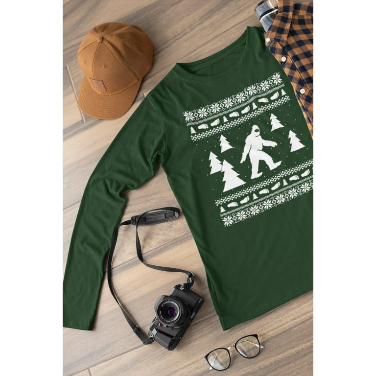 Old Glory Mens Sasquatch Ugly Christmas Sweater Long Sleeve T Shirt