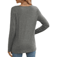 thumbnail image 3 of MLDRA T Shirts for Women Long Sleeve Thin Loose Shirts Crewneck Comfy Casual Basic Fall Tops Loose Fit Clothes Gray, 3 of 7