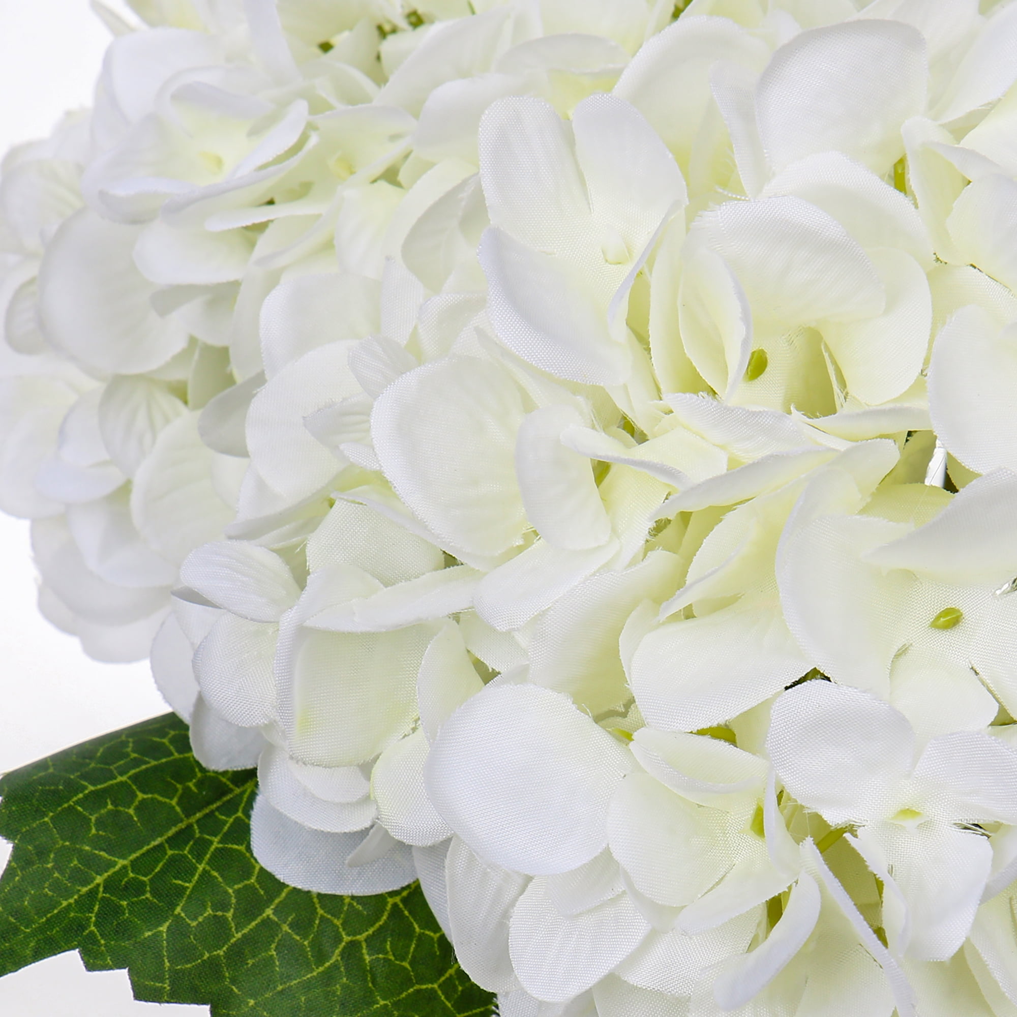 Hydrangea Artificial Flowers with Vase White Silk Fake Flowers Arrangements in Glass Vase with Faux Water Wedding Party Home Decor Table Centerpiece