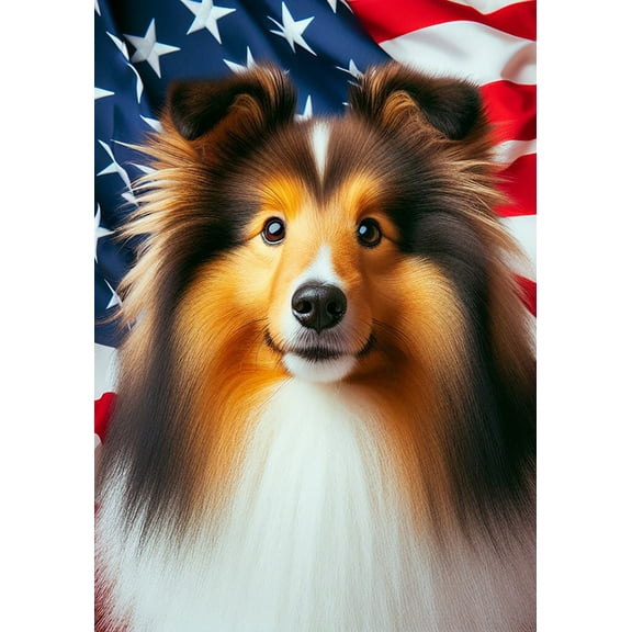 Sheltie Sable -  Best of Breed DCR Patriotic I Garden Flag