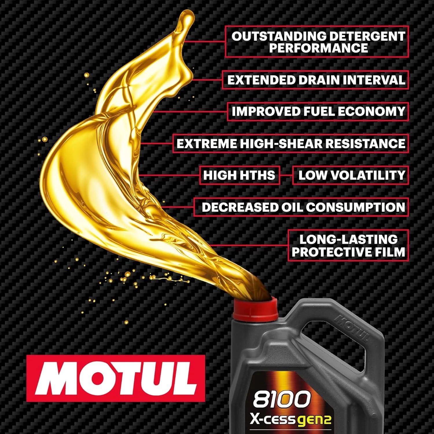 Motul 109776 8100 X-Cess Gen2 5W-40 Motor Oil 5-Liter Bottle