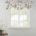 thumbnail image 2 of Tie Up Valances for Windows, Grey Pink Botanical Adjustable Valance Curtains Window Treatment for Living Room, Rustic Country Spring Floral Summer Leaf Rod Pocket Kitchen Curtains 60x18 Inch, 2 of 9