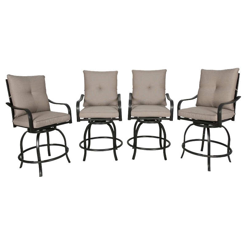 Ulax Furniture Outdoor 4Piece Counter Height Swivel Bar Stools High Patio Dining Chair Set