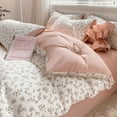 thumbnail image 1 of Korean Ins Black Flower Bedding Set Girl Orange Princess Style Sheet Cover Trellis Polyester Soft Bedclothes For Gitls Gift, 1 of 1