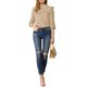 thumbnail image 5 of INSPIRAR CHIC Blusa de Ocio de Manga Larga con Lunares y Lazo en la Espalda M Tan, 5 of 7