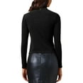 thumbnail image 3 of INSPIRE CHIC Women's Turtleneck Knit Top Asymmetric Slim Fit Basic Thermal Shirts S Black, 3 of 6