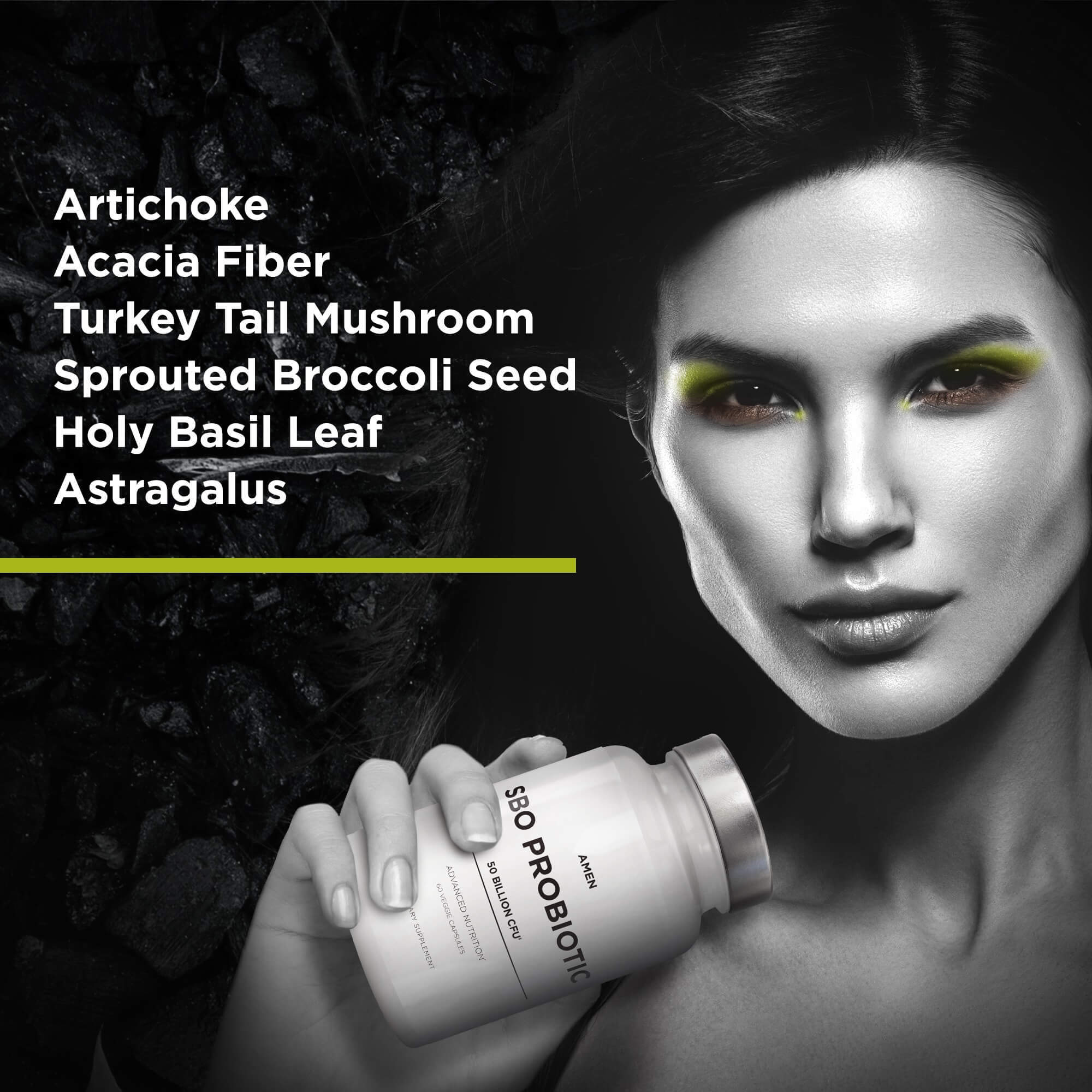 Amen SBO Probiotic, 50 Billion CFUs, Organic Prebiotics, Shelf Stable, Vegan & Non-GMO, 60 ct