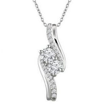 Pompeii 3/4 ct TDW Forever Us Two Stone Diamond Pendant 10K White Gold & 18" Chain