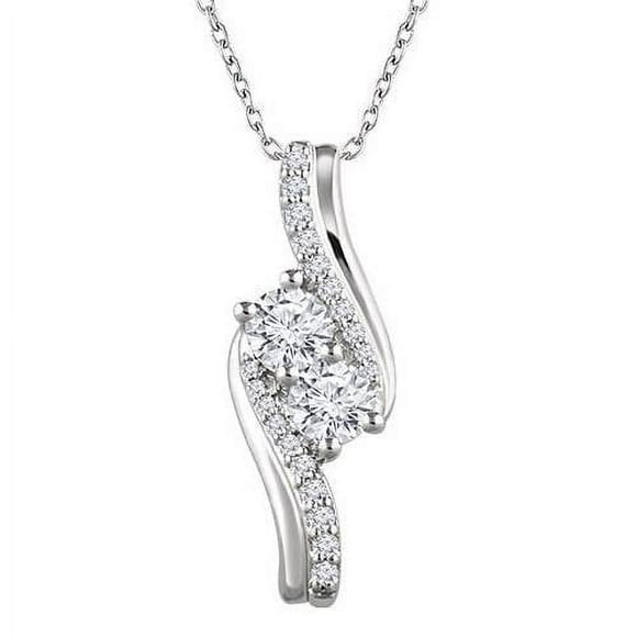 3/4 ct TDW Forever Us Two Stone Diamond Pendant 10K White Gold & 18" Chain