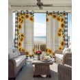 thumbnail image 6 of Sunflowers Blackout Curtains for Bedroom Living Room Darkening Curtains 84 Inch Length 2 Panels Set Summer Country Botanical Yellow Flowers Plaid Window Curtain Window Treatment Drapes 42"x84", 6 of 9