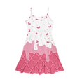 thumbnail image 4 of Uourmeti Starry Ice Cream Print Girls Summer Sundress Soft Spaghetti Straps Casual A Line Swing Dress 13-14T Toddler Kids Cami Tiered Dress, 4 of 6