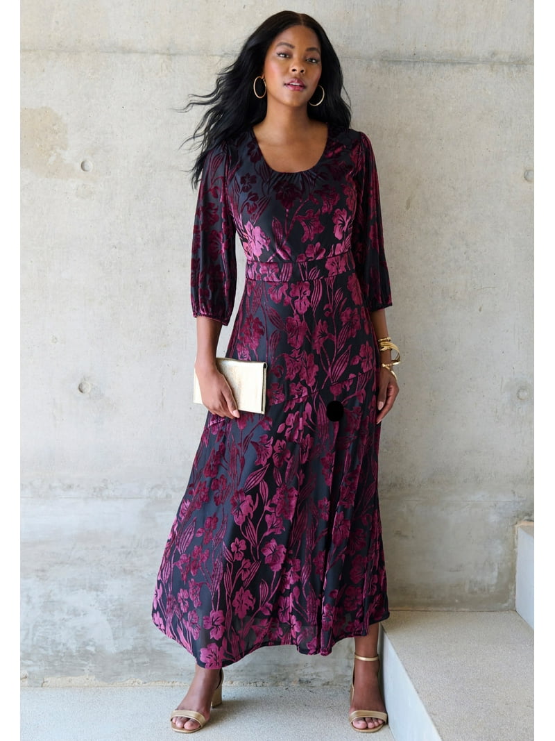 white christmas dresses Talila Cowl Front Maxi Dress / Velvet Burnout | Meshki main image 0