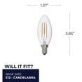thumbnail image 5 of Bulbrite Pack of (4) 5 Watt Dimmable Clear Filament B11 Candelabra (E12) LED Bulb - 500 Lumens, 2700K, and 80 CRI, 5 of 8