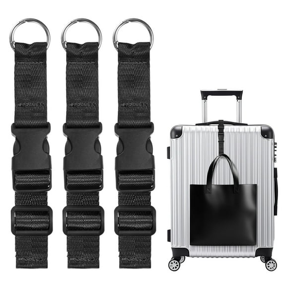 3-Pack Add A Bag Luggage Strap, Adjustable Suitcase Belt, Luggage Connector [Black]