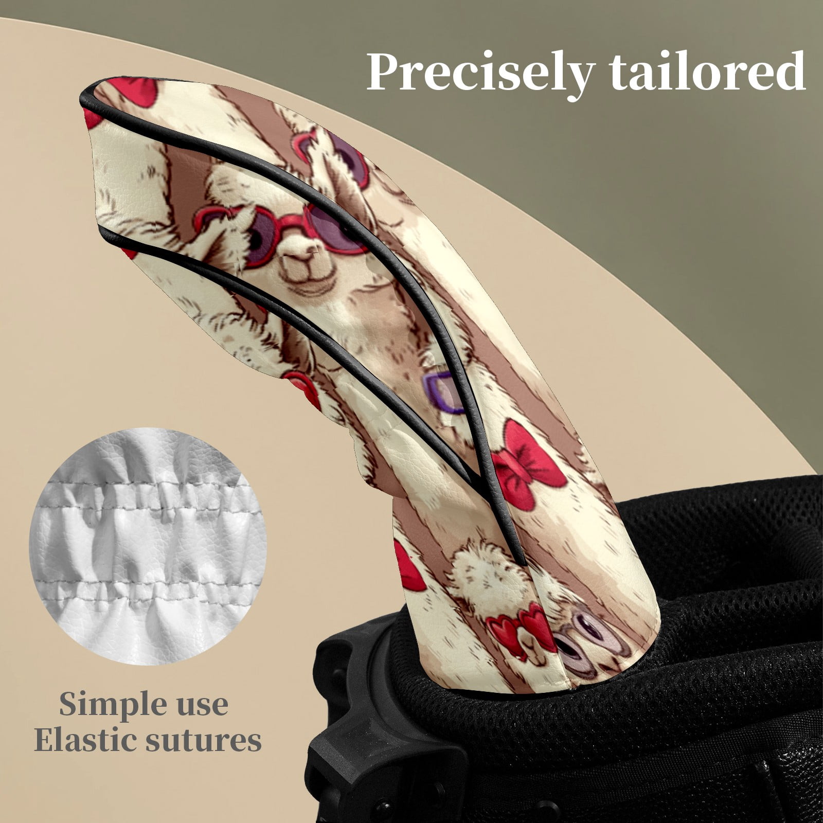 Golf Club Head Covers Funny Alpaca Waterproof Leather Golf Head Covers for Men Women Driver Head Cover Fairway Headcover for Golf Lovers