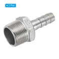 thumbnail image 3 of Uxcell 4/9" Hose Barb x 3/4" NPT Thread 304 Stainless Steel Barb Hose Fittings, 2 Pack, 3 of 6