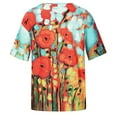 thumbnail image 5 of OAVQHLG3B Womens Summer Tops Casual Casual Plus Size Scenic Flowers Printing V-Neck T-Shirt Tops, 5 of 8